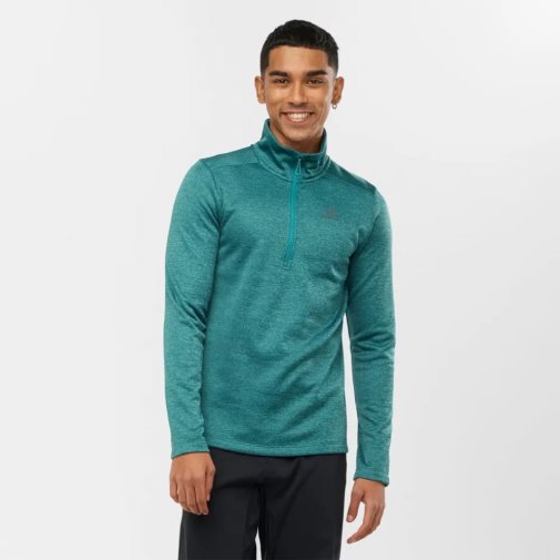 Salomon Essential Lightwarm Seamless Half Zip Mikiny Panske Tyrkysové | SK 7NSJOM